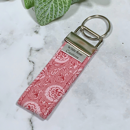 Red Print Fabric Keyring