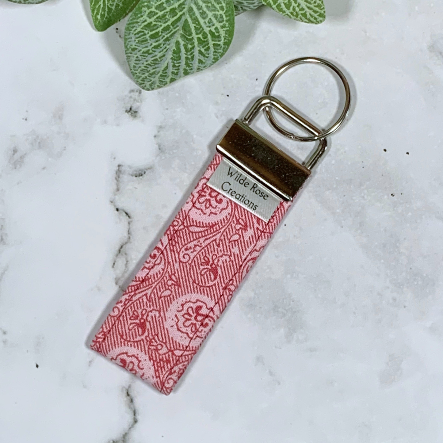 Red Print Fabric Keyring