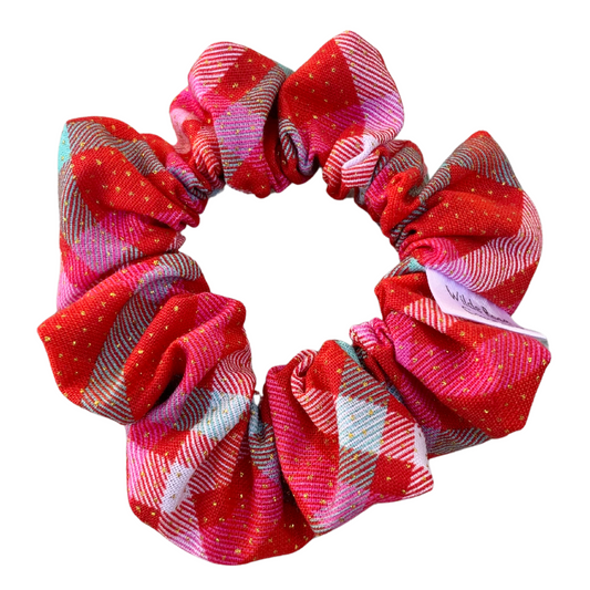 Red Plaid Sparkle Petite Scrunchie