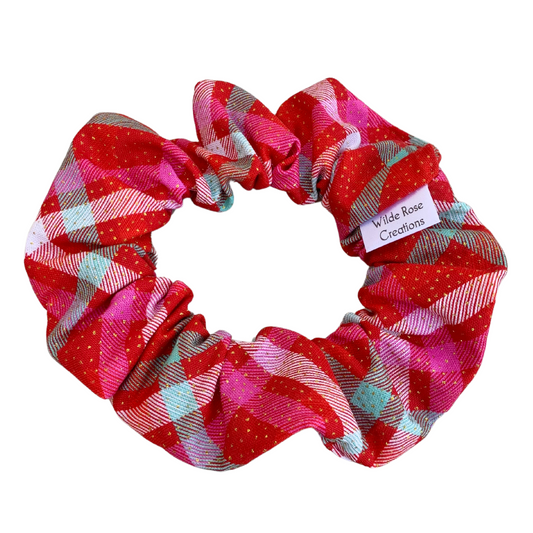 Red Plaid Sparkle Regular Scrunchie