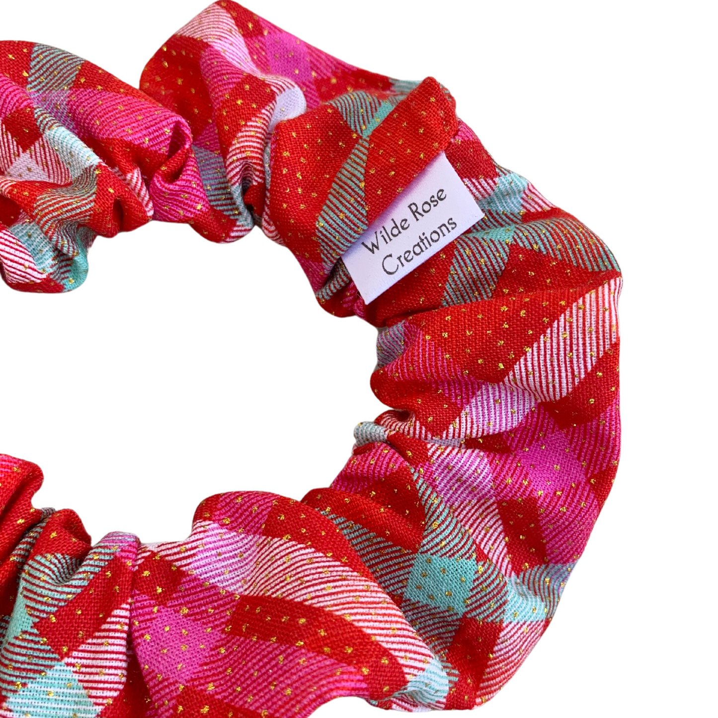 Red Plaid Sparkle Regular Scrunchie