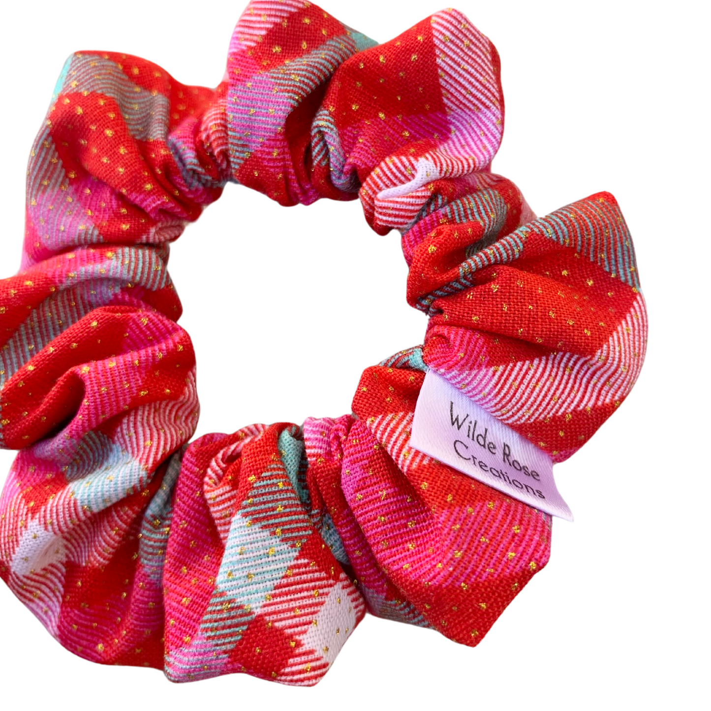 Red Plaid Sparkle Petite Scrunchie