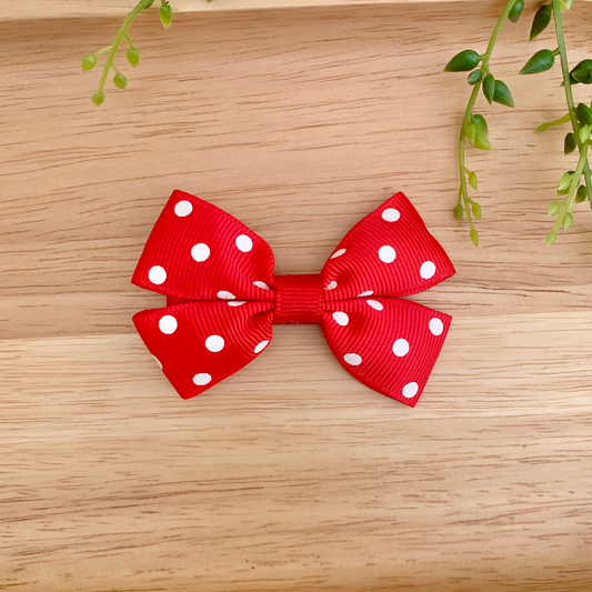 Red Spotty Double Bow Hair Clip