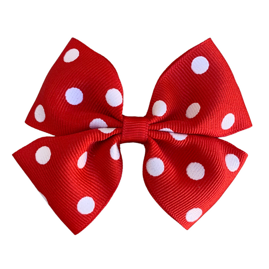 Red Spotty Medium Double Bow Hair Clip