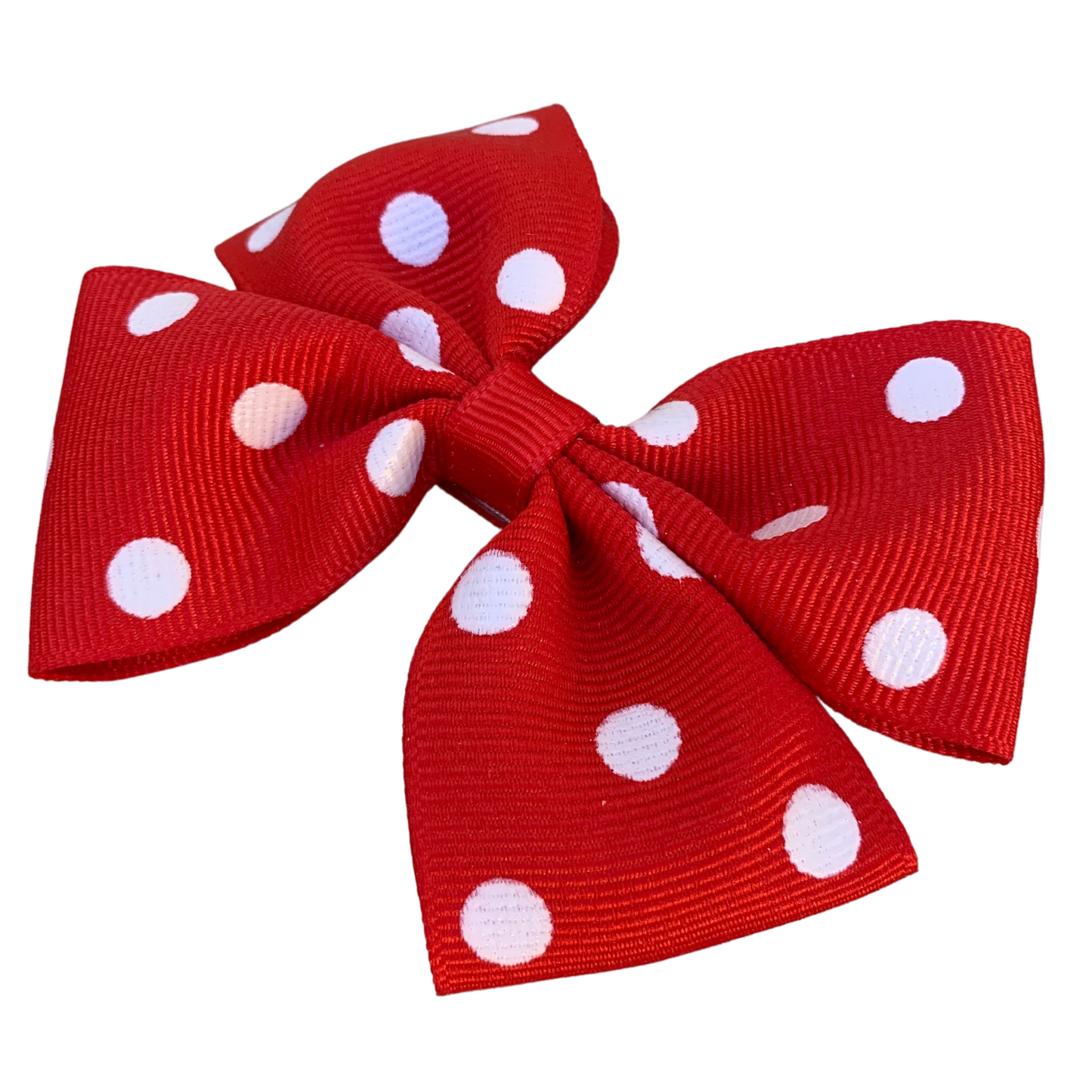 Red Spotty Medium Double Bow Hair Clip