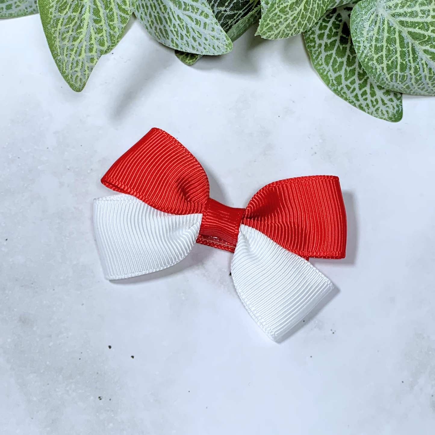 Red & White Small Bow Hair Clip