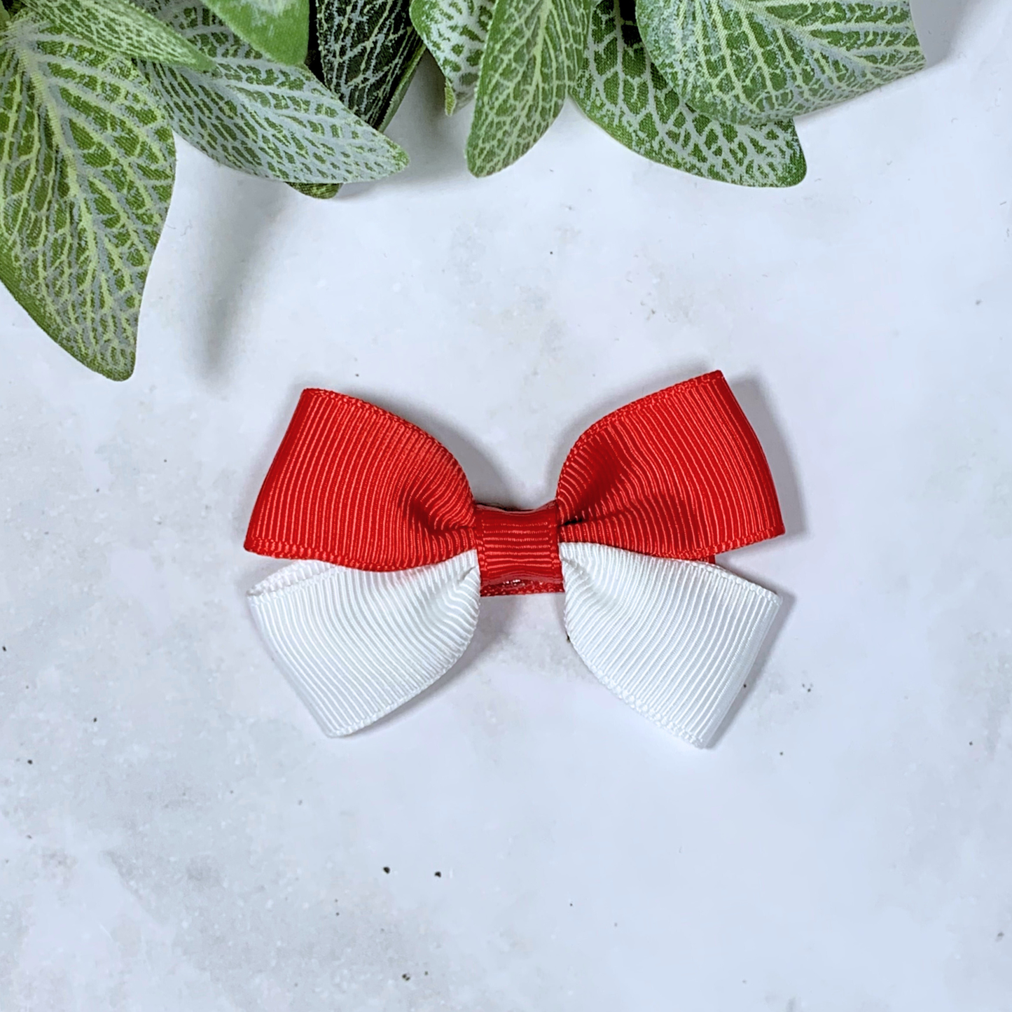 Red & White Small Bow Hair Clip