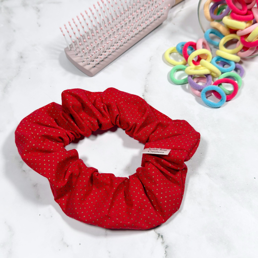 Red with Gold Dots Regular Scrunchie
