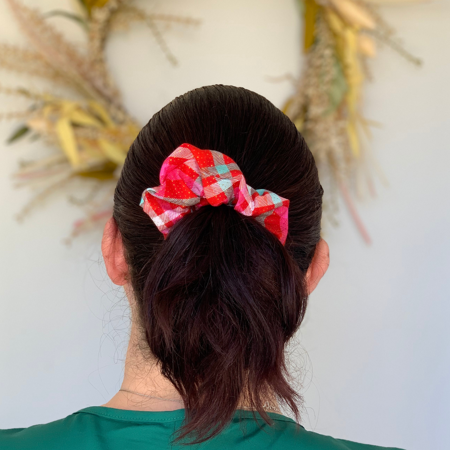 Red Plaid Sparkle Regular Scrunchie