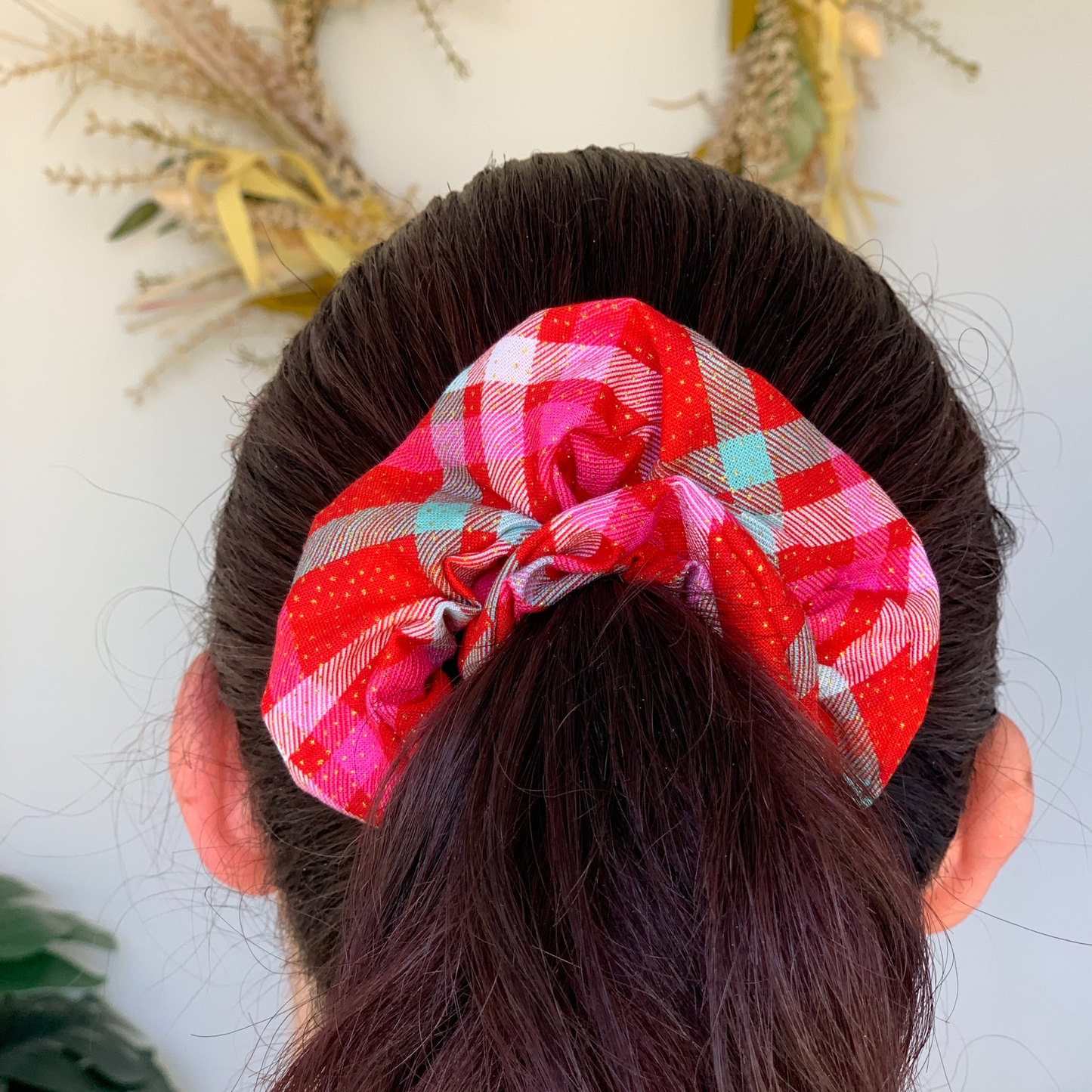 Red Plaid Sparkle Regular Scrunchie