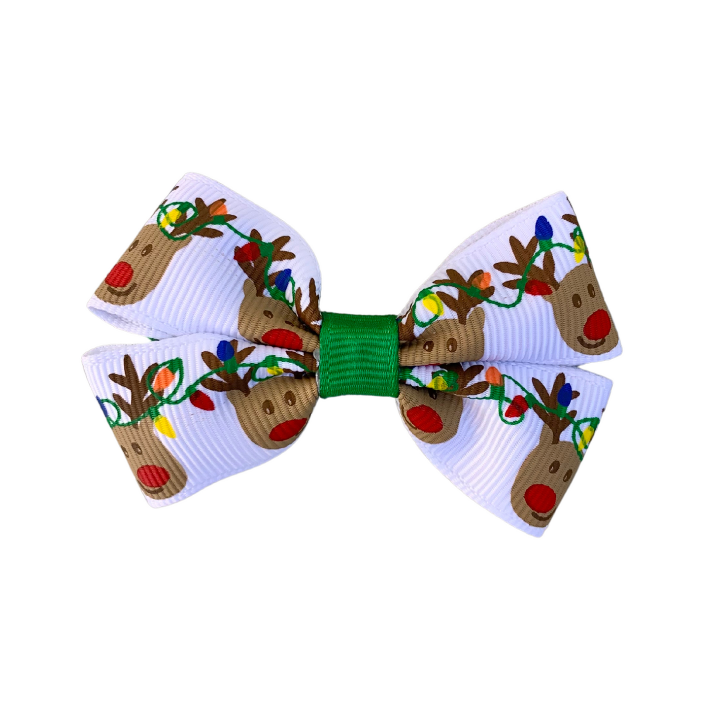 Reindeer Lights Double Bow Hair Clip