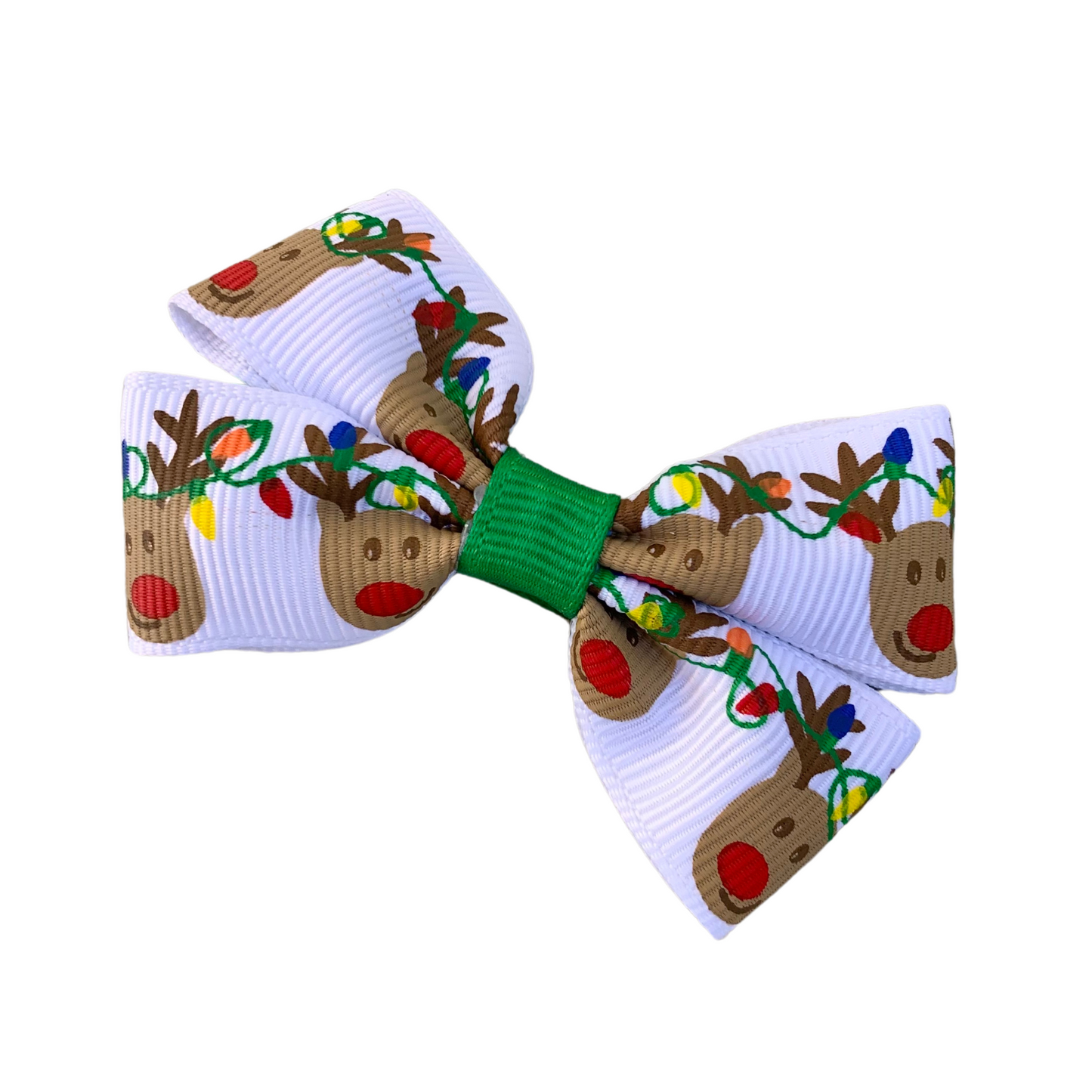 Reindeer Lights Double Bow Hair Clip