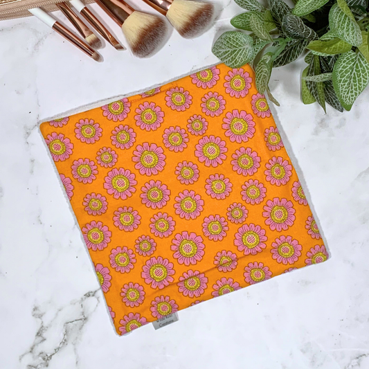 Retro Orange Floral Face Washer
