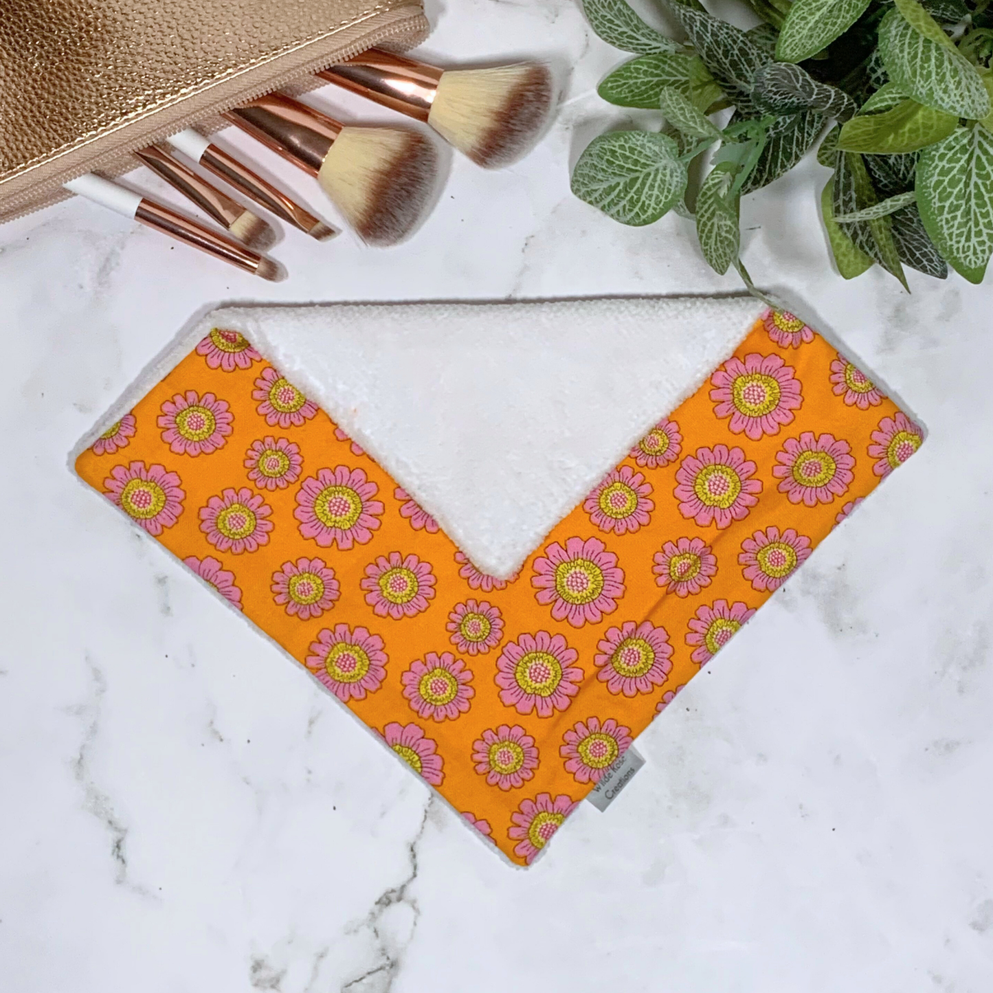 Retro Orange Floral Face Washer