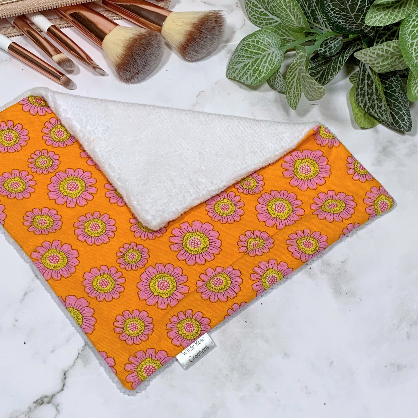 Retro Orange Floral Face Washer