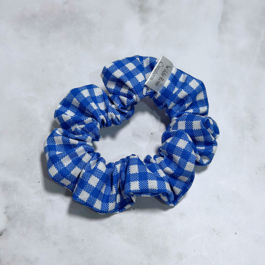 Royal Blue Gingham Petite Scrunchie