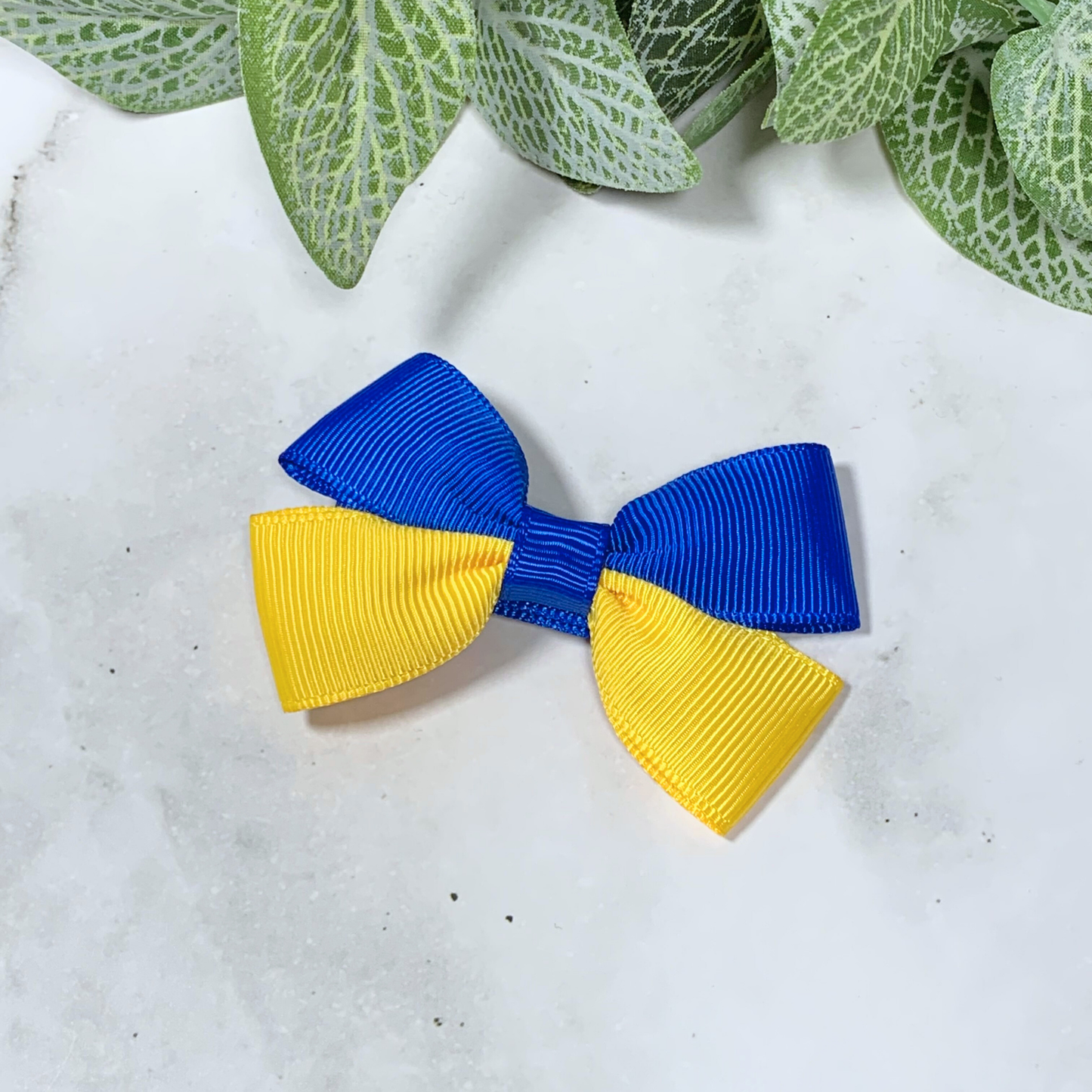 Royal Blue & Yellow Small Bow Hair Clip