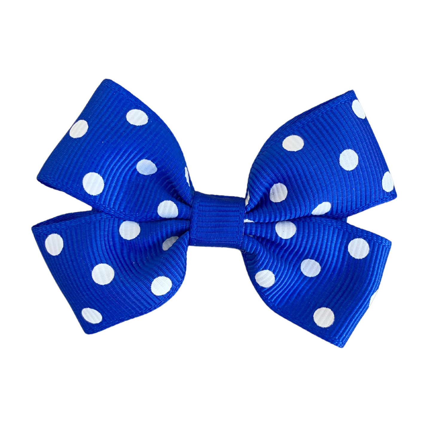 Royal Blue with White Spots Print Double Bow Hair Clip