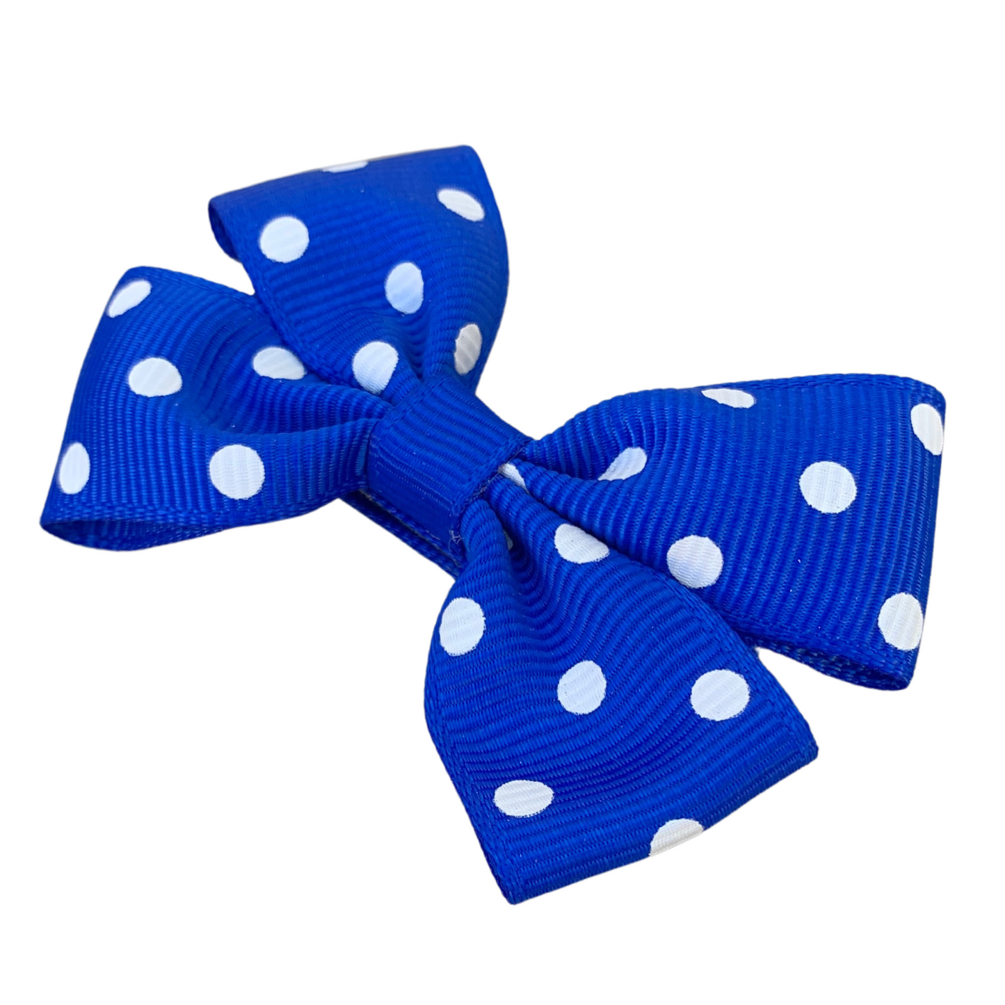 Royal Blue with White Spots Print Double Bow Hair Clip