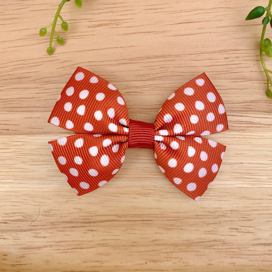 Rust Spotty Double Bow Hair Clip
