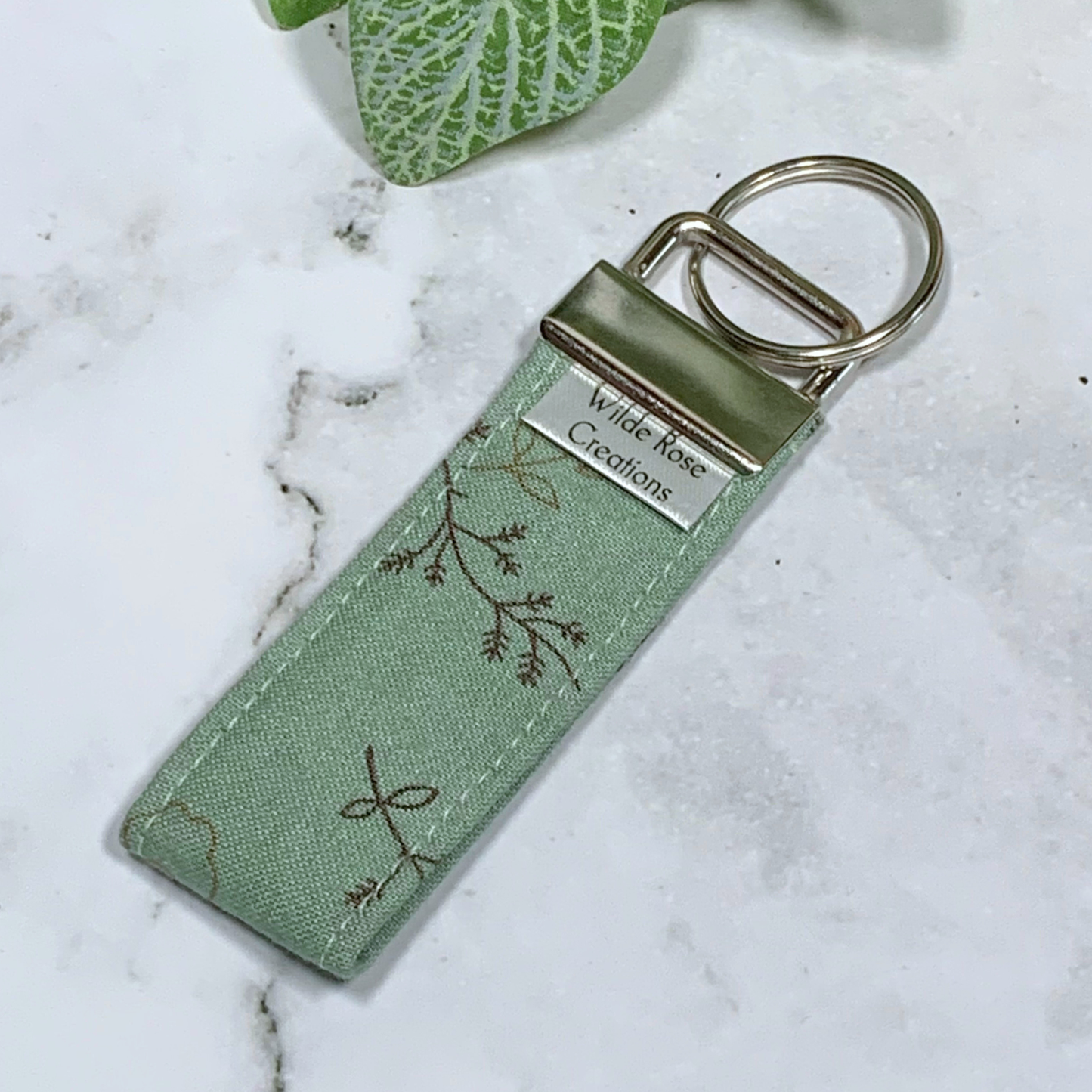 Sage Fabric Keyring