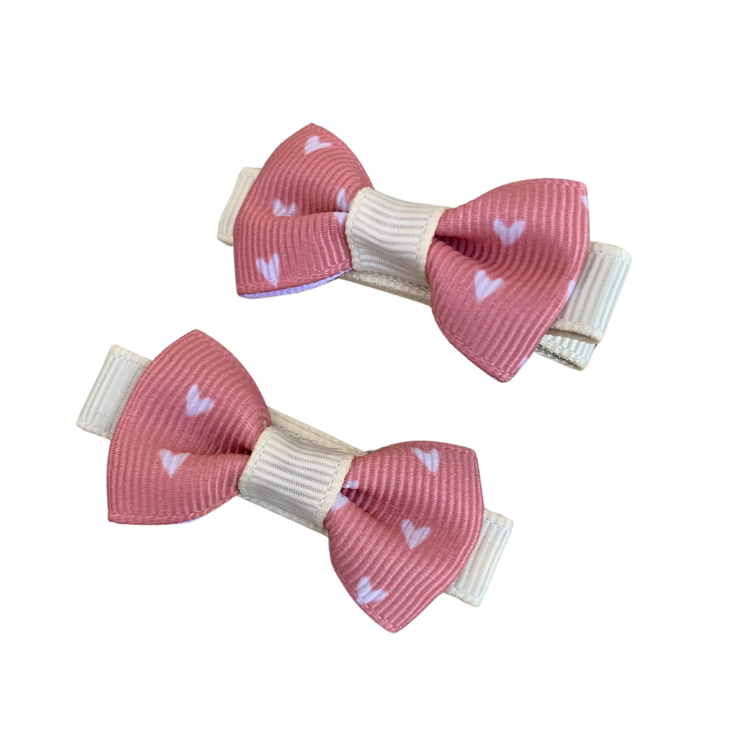 Salmon Hearts Mini Bow Hair Clips - 2pk