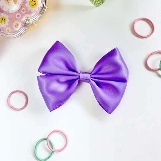 Delphinium Satin Medium Double Bow Hair Clip