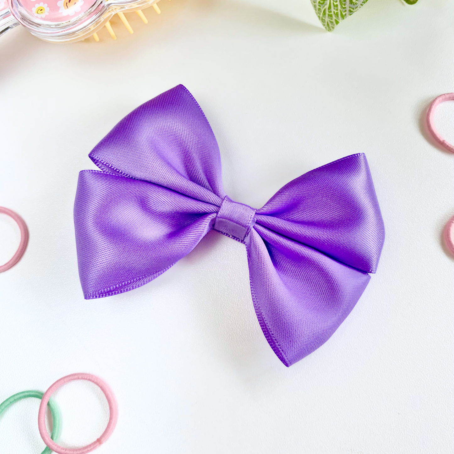 Delphinium Satin Medium Double Bow Hair Clip