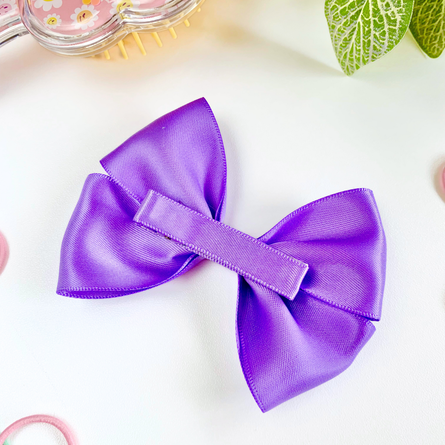 Delphinium Satin Medium Double Bow Hair Clip