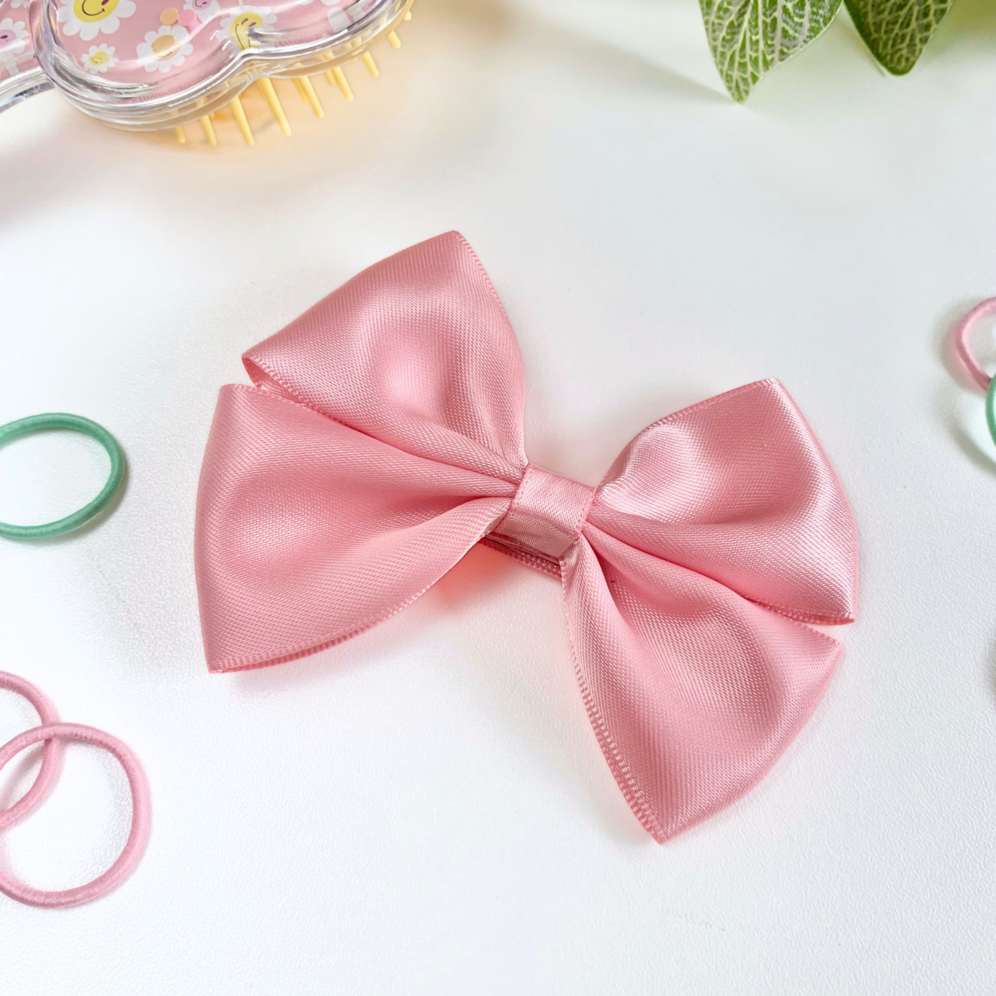 Peony Satin Medium Double Bow Hair Clip