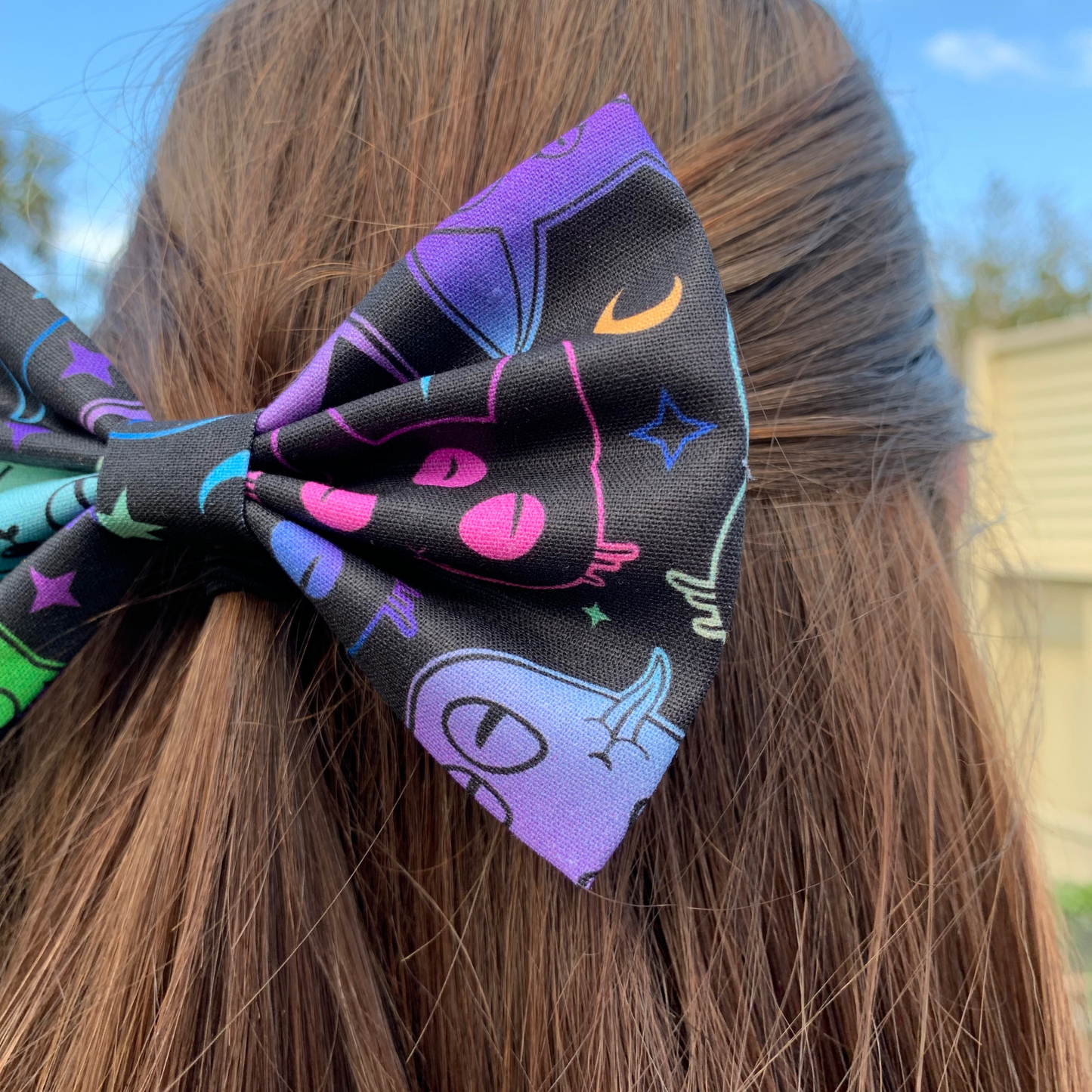 Spooky Cats Bow Hair Clip