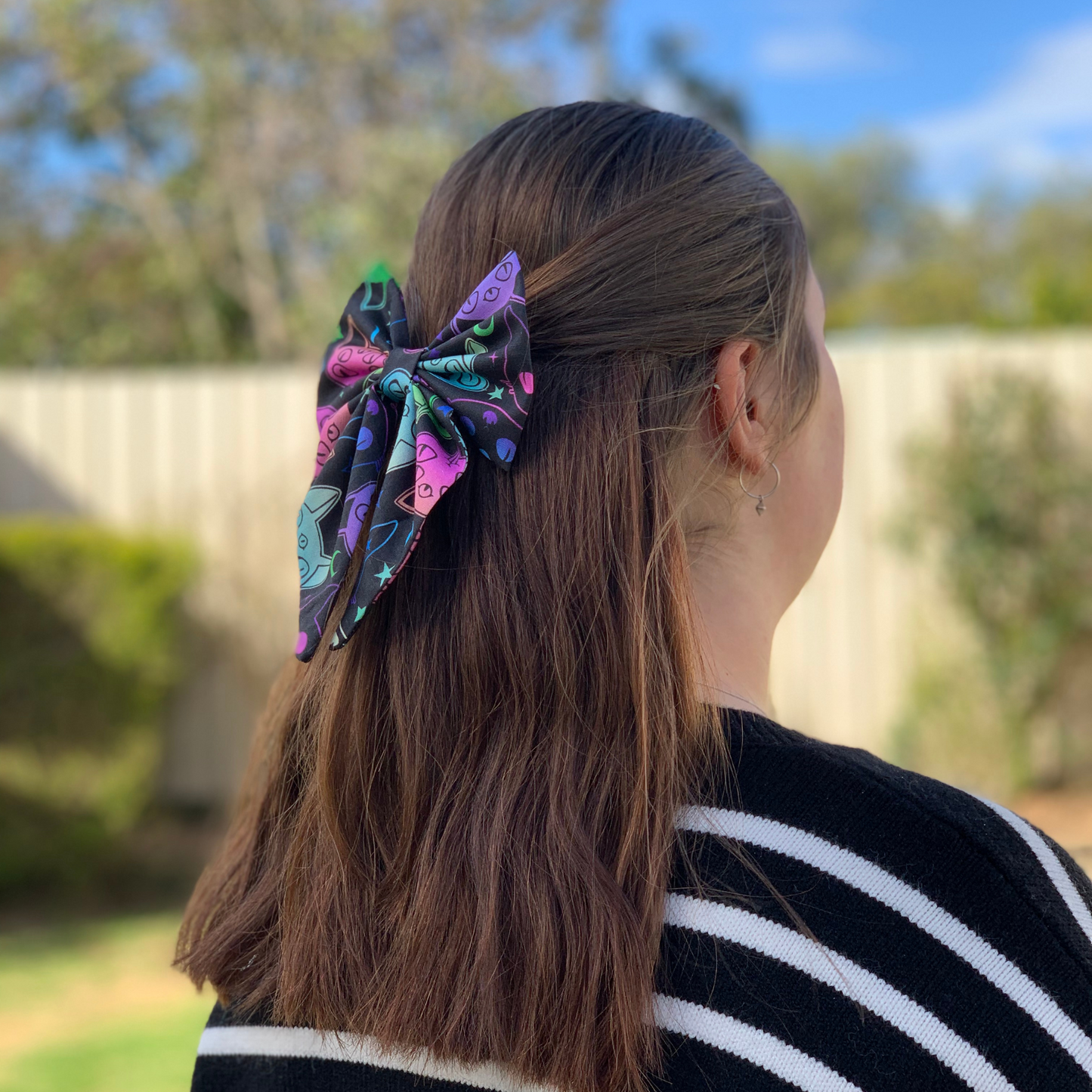 Spooky Cats Bow with Tails Hair Clip