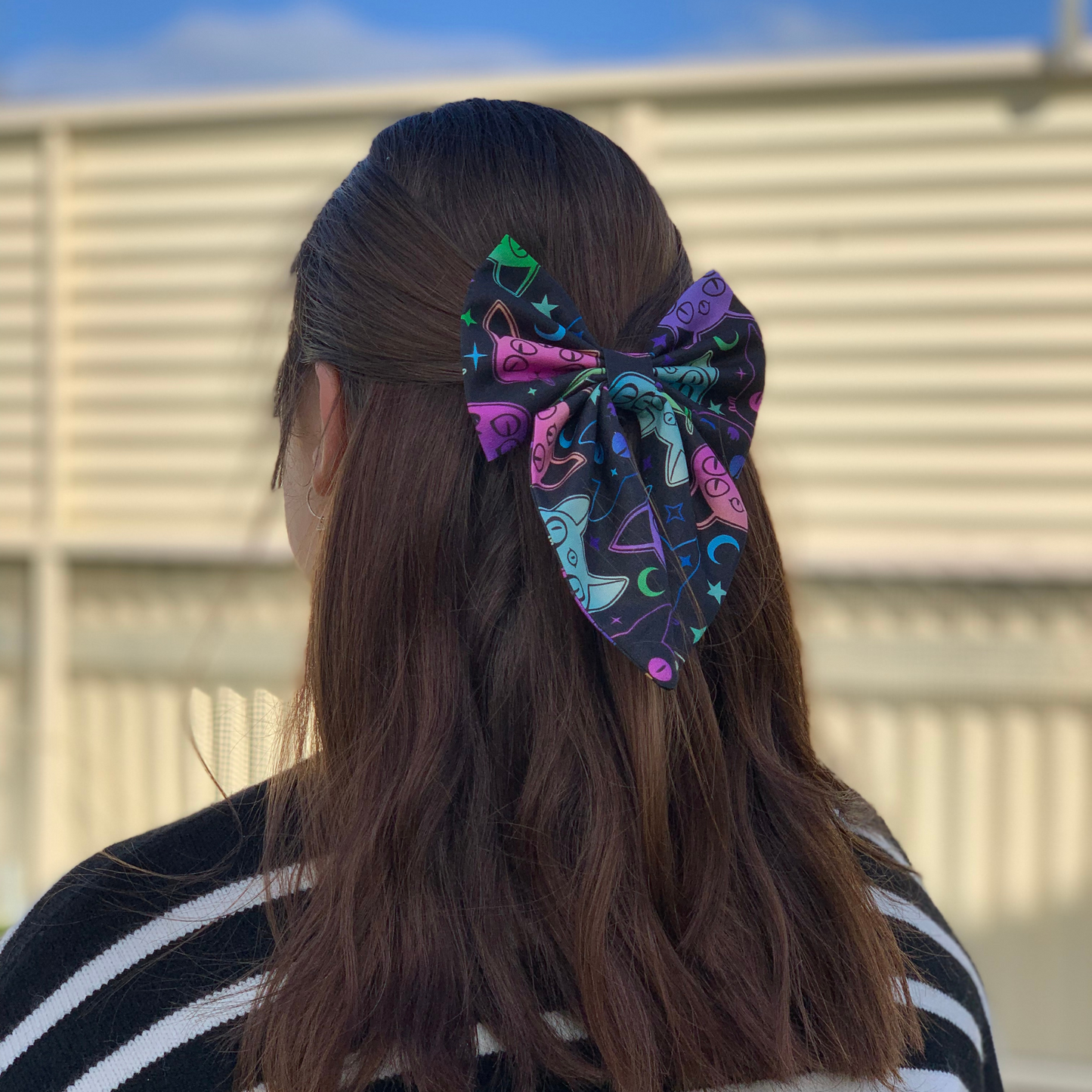 Spooky Cats Bow with Tails Hair Clip