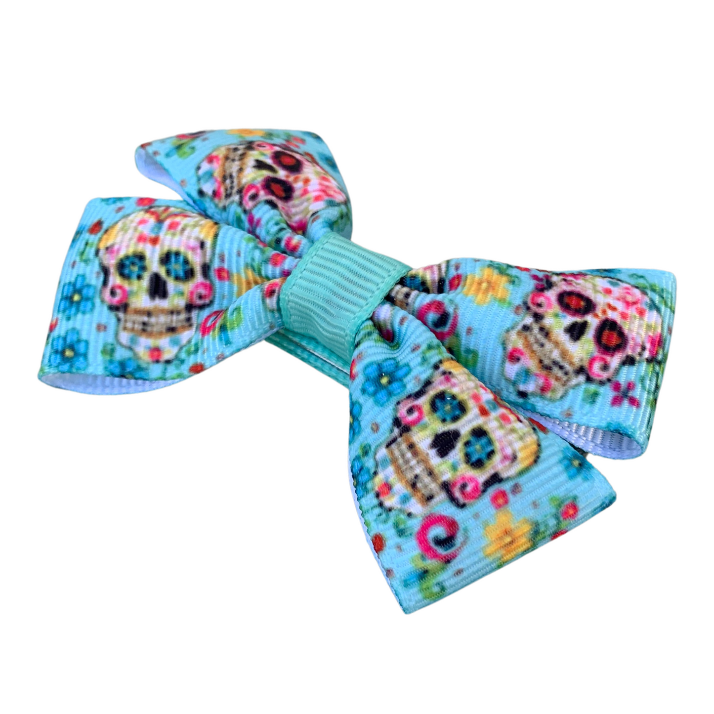 Sugar Skulls Print Double Bow Hair Clip