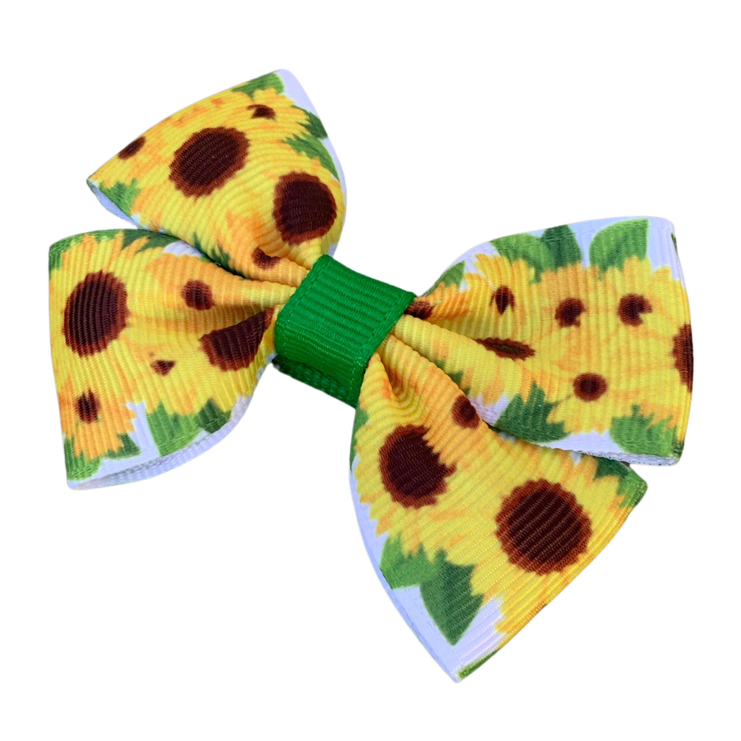 Sunflower Print Double Bow Hair Clip