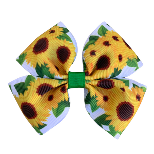 Sunflower Medium Double Bow Hair Clip