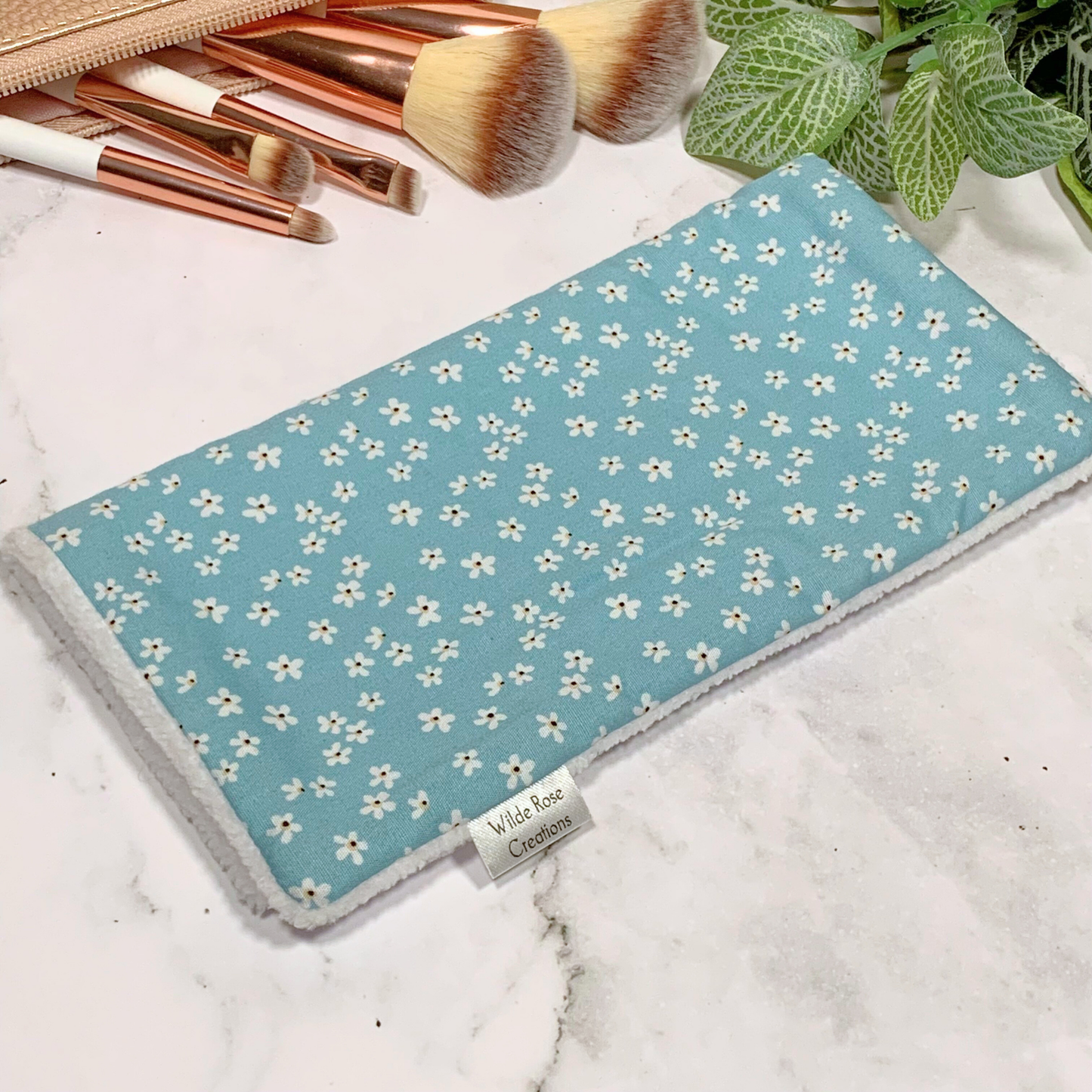 Light Teal Floral Face Washer