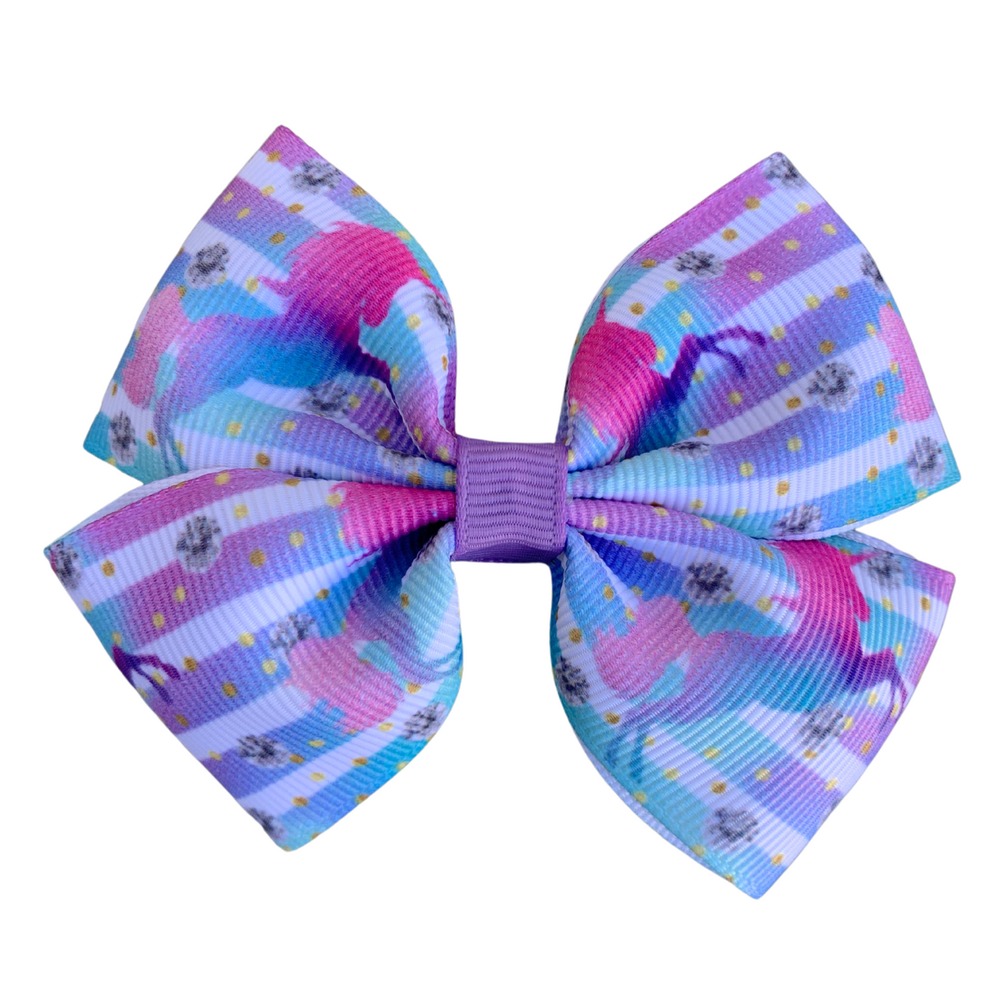 Unicorn Print Medium Double Bow Hair Clip