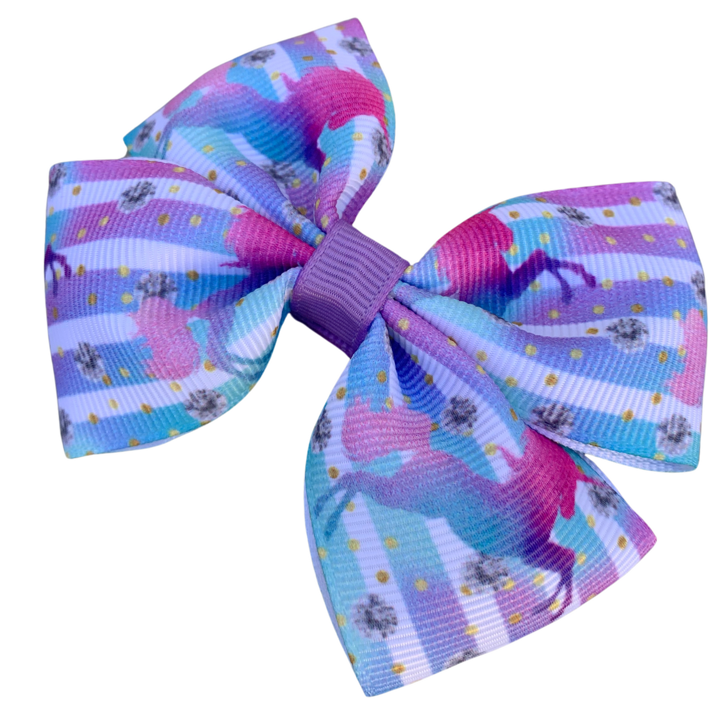 Unicorn Print Medium Double Bow Hair Clip