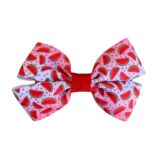 Watermelon Print Double Bow Hair Clip