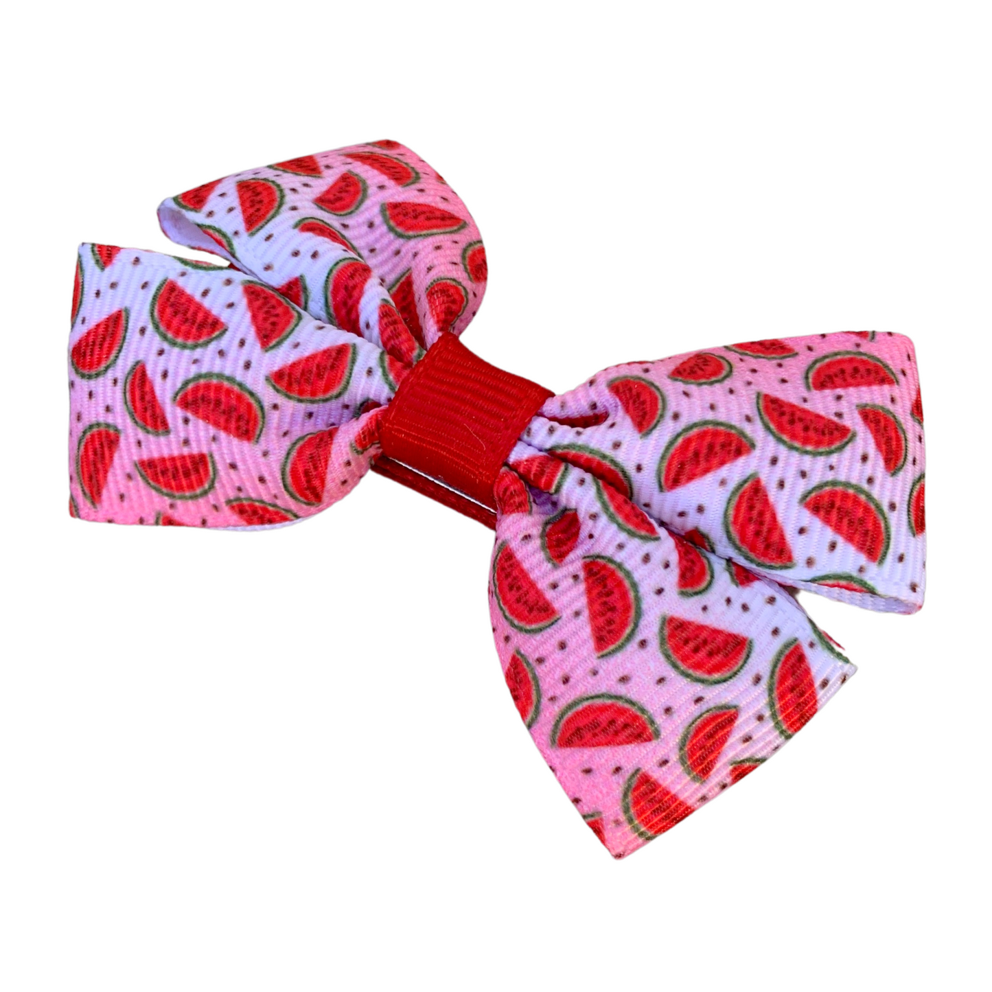 Watermelon Print Double Bow Hair Clip