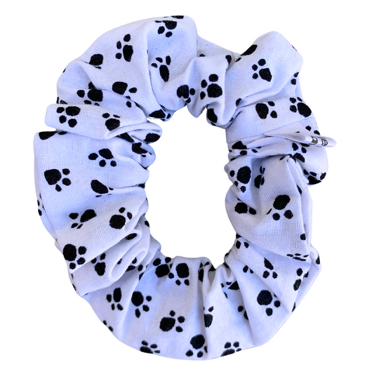 White Paw Print Scrunchie