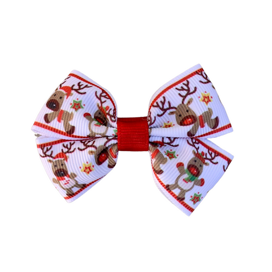 Reindeer Double Bow Hair Clip