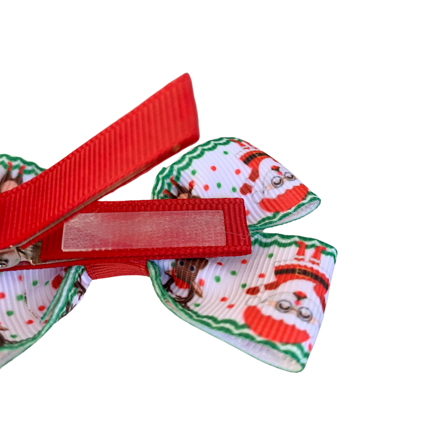 Santa and Reindeer Double Bow Hair Clip