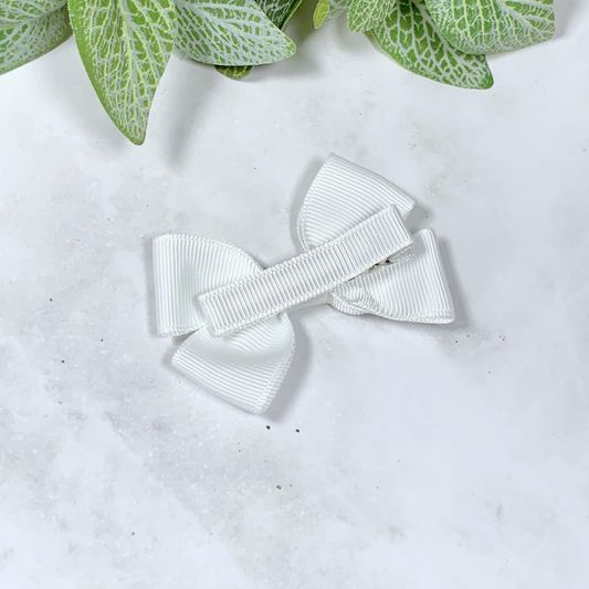 White Small Bow Hair Clip