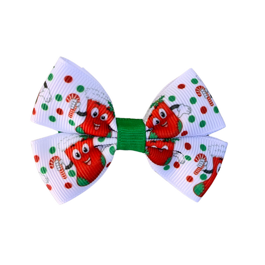 Christmas Stockings Print Double Bow Hair Clip