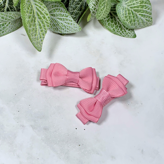 Wild Rose Mini Layered Bow Hair Clips - set of 2