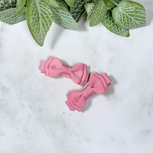 Wild Rose Mini Layered Bow Hair Clips - set of 2