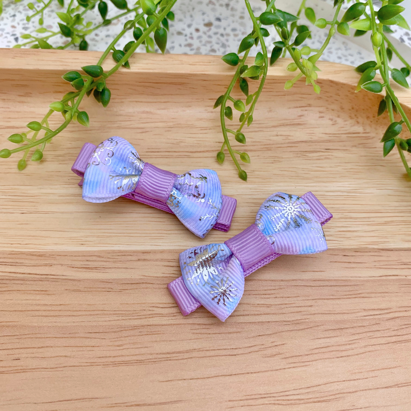 Winter Print Mini Bow Hair Clips