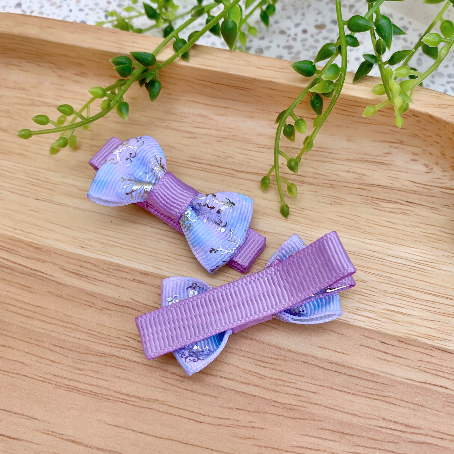 Winter Print Mini Bow Hair Clips